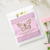 金フェイク箔ルックバタフライ – 紫色の赤ちゃんシャワー フェイバーバッグ (封をした状態)