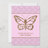 金フェイク箔ルックバタフライ – 紫色の赤ちゃんシャワー 招待状 (正面)