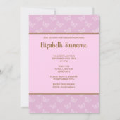 金フェイク箔ルックバタフライ – 紫色の赤ちゃんシャワー 招待状 (裏面)