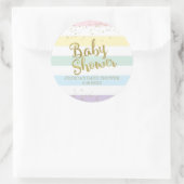 金フェイク箔レインボーストライプズ赤ちゃんシャワー ラウンドシール (バッグ)