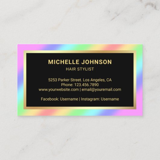 金フェイク箔レインボースプレーボトル美容師 名刺 (裏面)