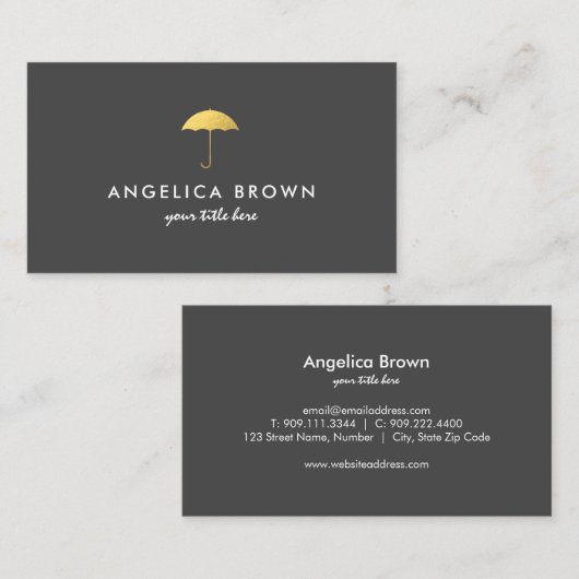 金フェイク箔傘名刺 名刺 (正面/裏面)