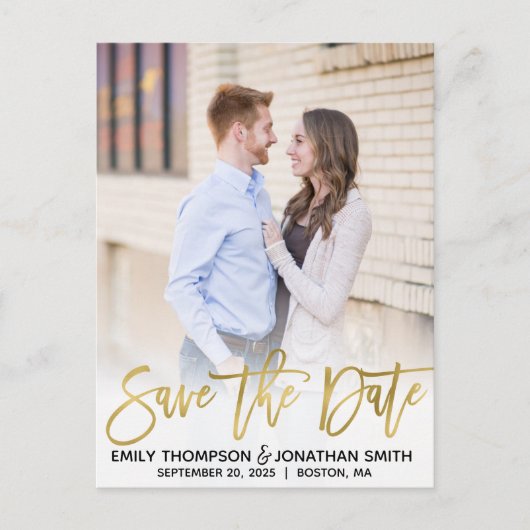 金フェイク箔写真日付はがきを保存 ポストカード (正面)