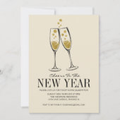 金フェイク箔応援大晦日パーティーカード 招待状 (正面)