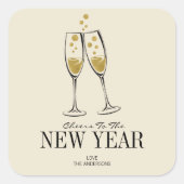 金フェイク箔応援新年のステッカー スクエアシール (正面)