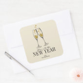 金フェイク箔応援新年のステッカー スクエアシール (封筒)