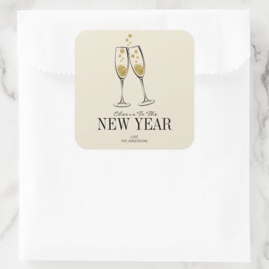 金フェイク箔応援新年のステッカー スクエアシール (バッグ)