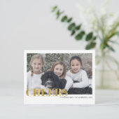 金フェイク箔応援新年の写真はがき シーズンポストカード (スタンド正面)