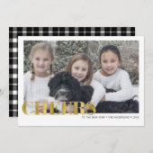 金フェイク箔応援新年の写真カード シーズンカード (正面/裏面)