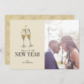 金フェイク箔応援新年の写真カード シーズンカード (正面/裏面)