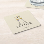 金フェイク箔応援新年の紙コースター スクエアペーパーコースター (アングル)