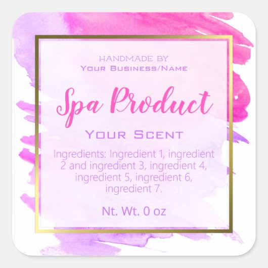 金フェイク箔手製スパ製品小規模企業 スクエアシール (正面)