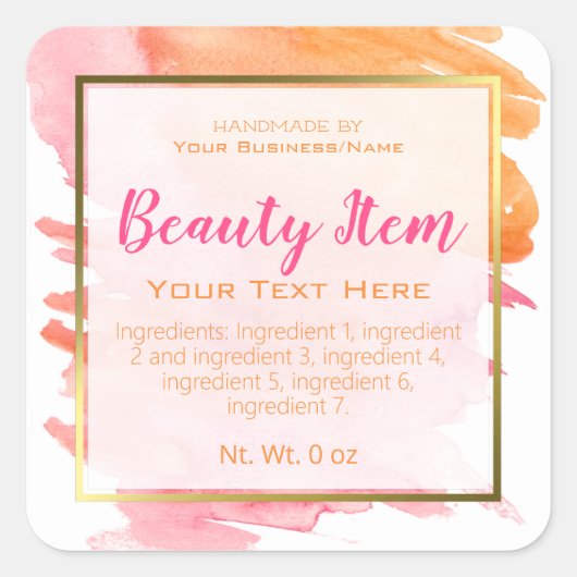 金フェイク箔手製肌気に製品事業 スクエアシール (正面)