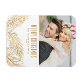 金フェイク箔松の針メリークリスマスフォト マグネット (横)