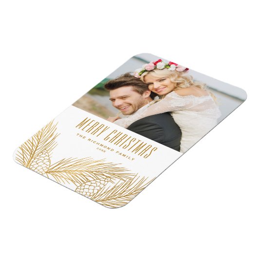 金フェイク箔松の針メリークリスマスフォト マグネット (左側)