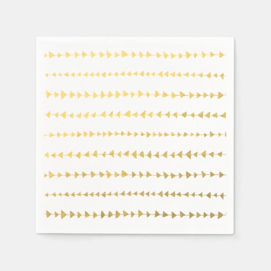 金フェイク箔白矢印パターン スタンダードカクテルナプキン (正面)