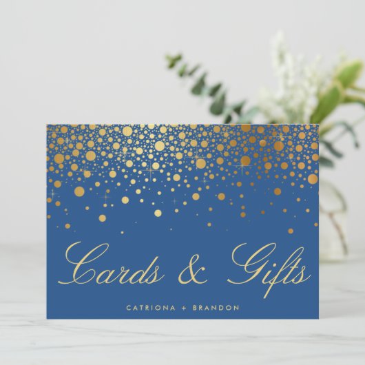 金フェイク箔紙吹雪カーエレガントド&ギフトサイン (スタンド正面)