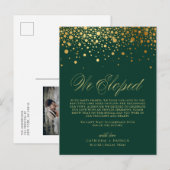 金フェイク箔紙吹雪グ結婚リーンの駆け落ち 案内ポストカード (正面/裏面)