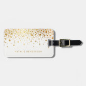 金フェイク箔紙吹雪ドットパーソナライズされた ラゲッジタグ (正面横)