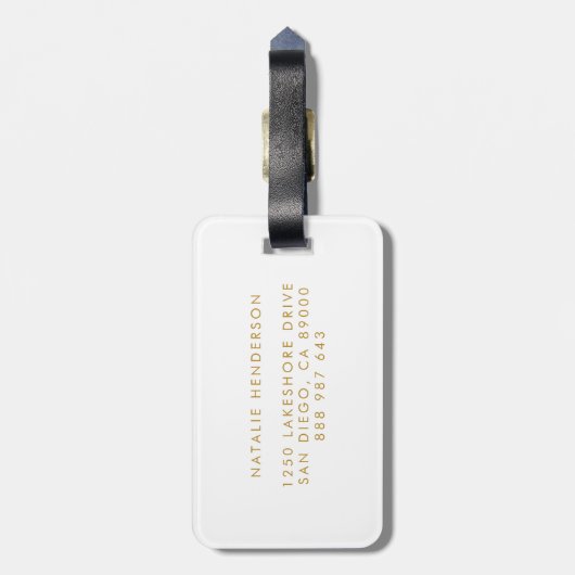 金フェイク箔紙吹雪ドットパーソナライズされた ラゲッジタグ (裏面縦)