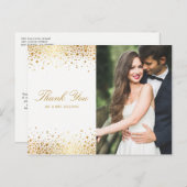 金フェイク箔紙吹雪ドット写真ありがとう ポストカード (正面/裏面)