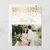 金フェイク箔紙吹雪ドット写真ありがとうII ポストカード (正面/裏面)