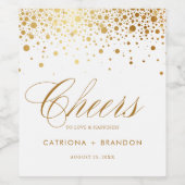 金フェイク箔紙吹雪ドット応援結婚ズ ワインラベル (シングルラベル)