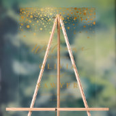 金フェイク箔紙吹雪ドット白結婚の歓迎 アクリルサイン (ニュートラル)