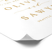 金フェイク箔紙吹雪ドット白結婚の歓迎 ポスター (角)