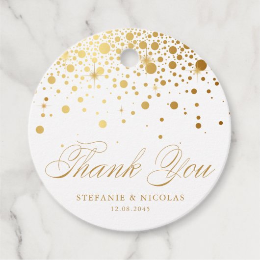 金フェイク箔紙吹雪ドット結婚の感謝 フェイバータグ (正面)