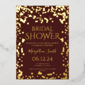金フェイク箔紙吹雪ブライダルシャワーブルゴーニュ  箔招待状 (正面)