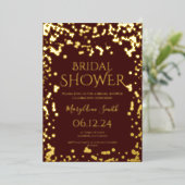 金フェイク箔紙吹雪ブライダルシャワーブルゴーニュ  箔招待状 (立ち正面)