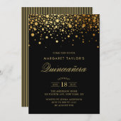 金フェイク箔紙吹雪ブラッククインセアニラ 招待状 (正面/裏面)