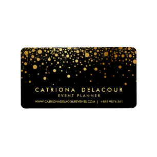 金フェイク箔紙吹雪名刺  黒 ラベル