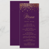 金フェイク箔紙吹雪紫メエレガントニュー・カード メニュー (正面/裏面)