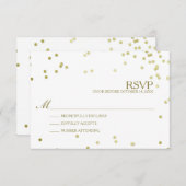 金フェイク箔紙吹雪結婚式RSVP 出欠カード (正面/裏面)