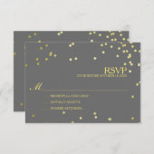 金フェイク箔紙吹雪結婚式RSVP 出欠カード (正面/裏面)