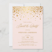金フェイク箔紙吹雪赤面スウィート16パーティー 招待状 (正面)