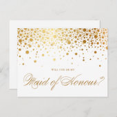 金フェイク箔紙吹雪 |メイド・オブ・オーナー（花嫁付き添い人） インビテーションポストカード (正面/裏面)