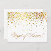 金フェイク箔紙吹雪 |自分のメイド・オブ・オーナー（花嫁付き添い人） インビテーションポストカード (正面/裏面)
