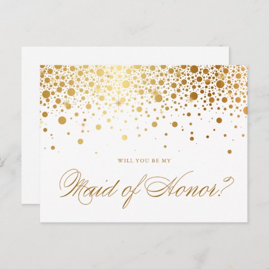 金フェイク箔紙吹雪 |自分のメイド・オブ・オーナー（花嫁付き添い人） インビテーションポストカード (正面/裏面)