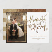 金フェイク箔結婚した及びメリー | 2015ホリデイ シーズンカード (正面/裏面)