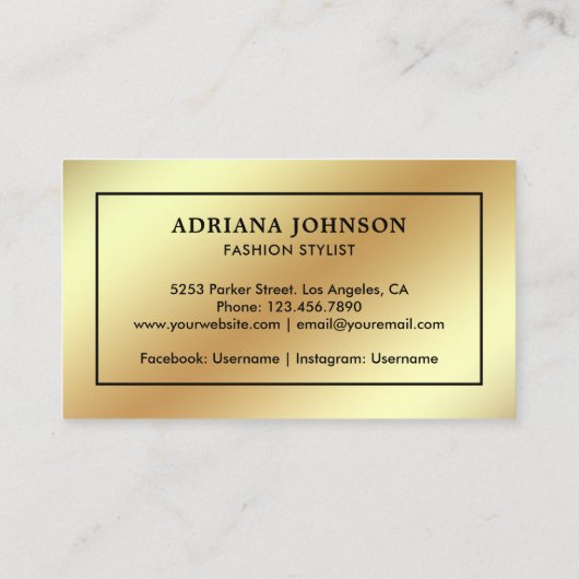 金フェイク箔裁縫機械ファッションスタイリスト 名刺 (裏面)