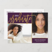 金フェイク箔2写真の卒業発表 案内ポストカード (正面/裏面)