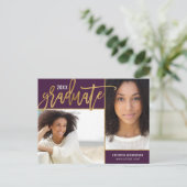 金フェイク箔2写真の卒業発表 案内ポストカード (スタンド正面)