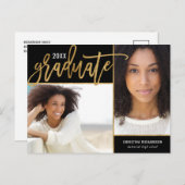 金フェイク箔2写真卒業 案内ポストカード (正面/裏面)