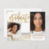 金フェイク箔2写真卒業 案内ポストカード (正面/裏面)