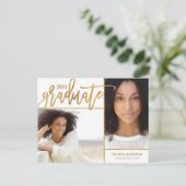 金フェイク箔2写真卒業 案内ポストカード (スタンド正面)