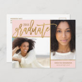 金フェイク箔2写真卒業 案内ポストカード (正面/裏面)