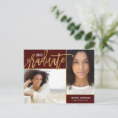 金フェイク箔2写真卒業 案内ポストカード (スタンド正面)